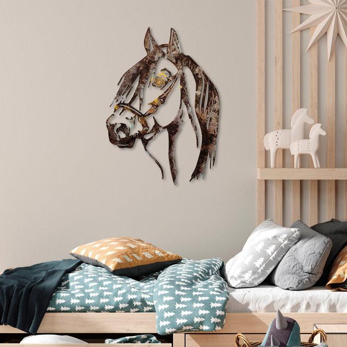 Wallity Horse - 2 Escultura de pared de metal multicolor Wallity Horse - 2 Escultura de pared de metal multicolor
